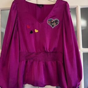 1. State Pink Smocked Embellished Long Sleeve Blouse